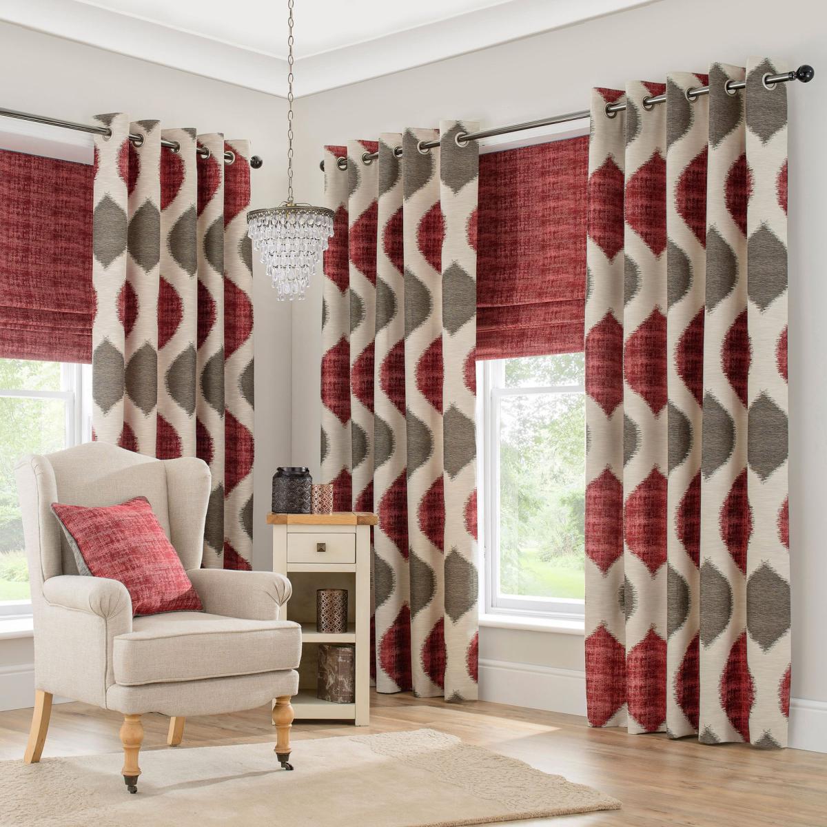 Morocco Red Eyelet Curtains Red and Brown – image 2