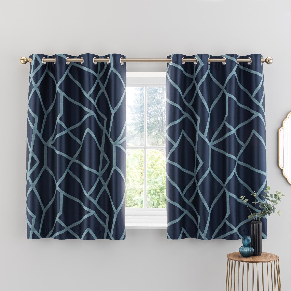 Hackney Navy Eyelet Curtains Navy – image 5