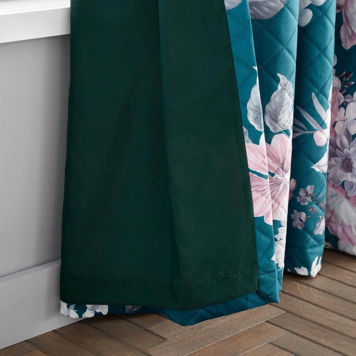 Catherine Lansfield Shewsbury Digital Print Velvet Pinsonic Teal Eyelet Curtains Teal (Blue) – image 4