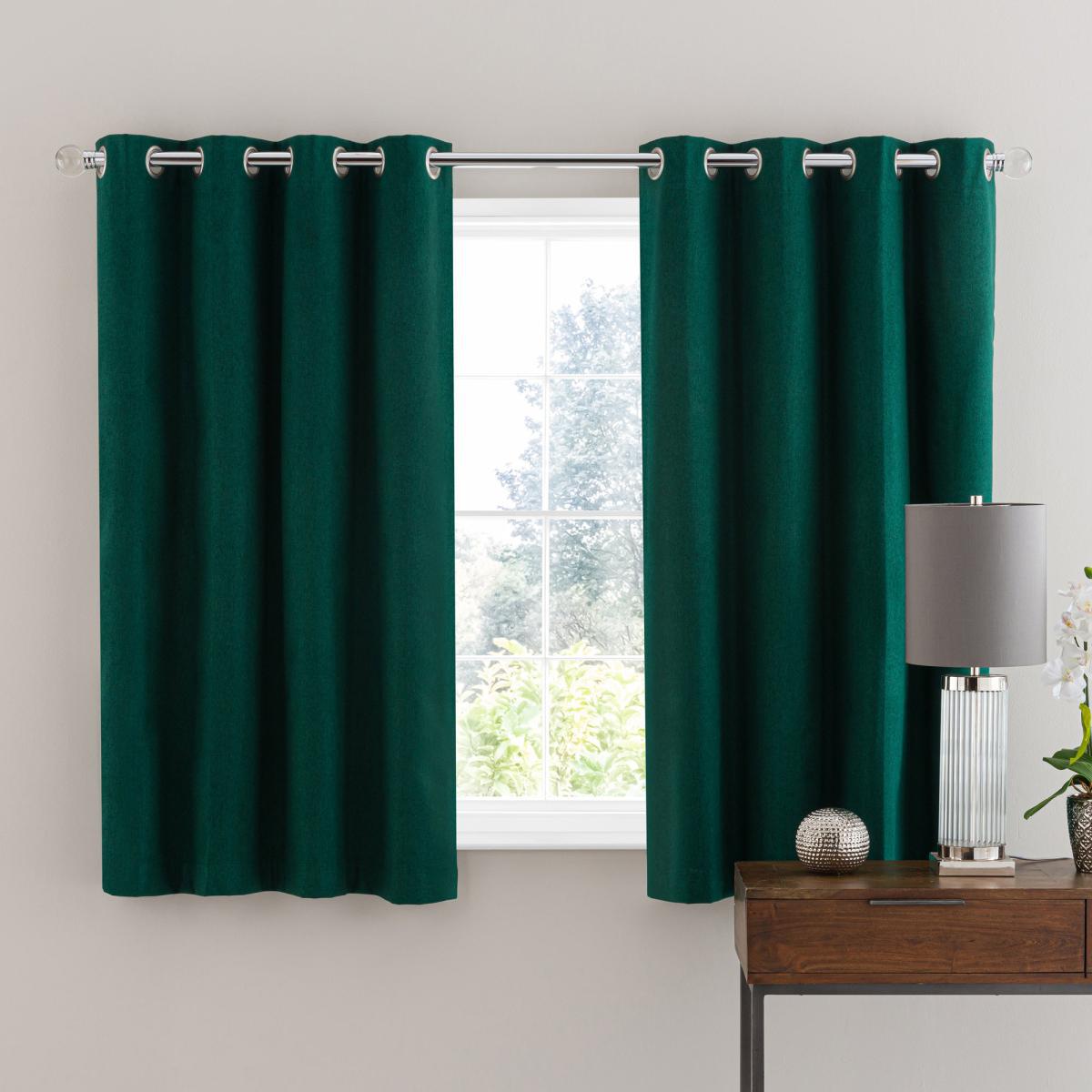Luna Brushed Emerald Blackout Eyelet Curtains Green – image 4