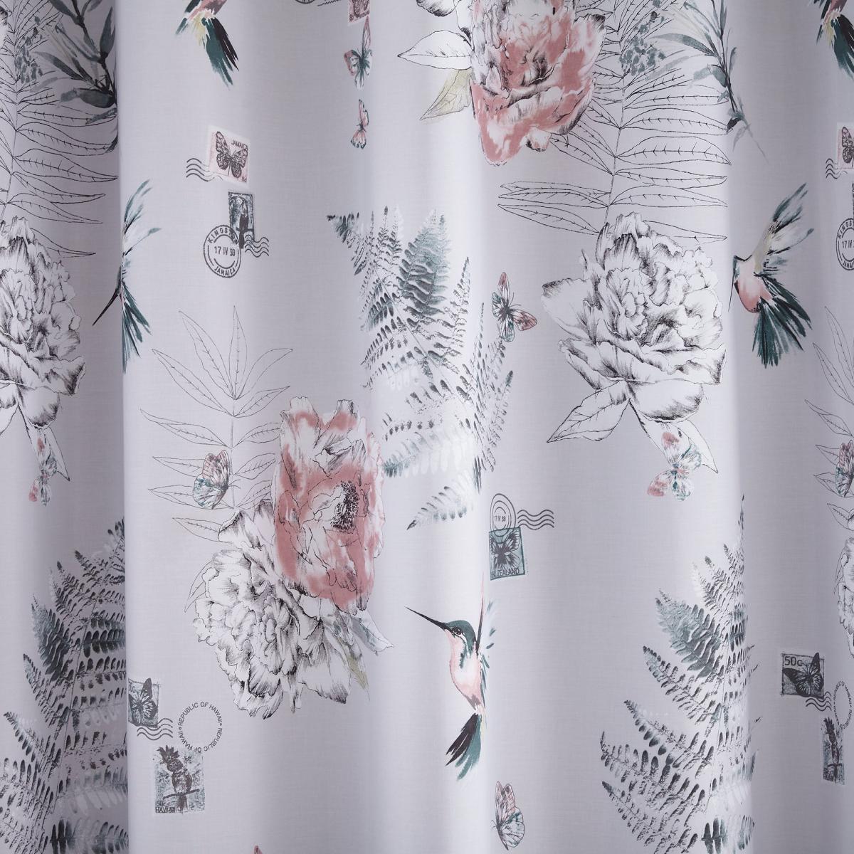 Heavenly Hummingbird Grey Blackout Eyelet Curtains Grey, Blue and Pink – image 3