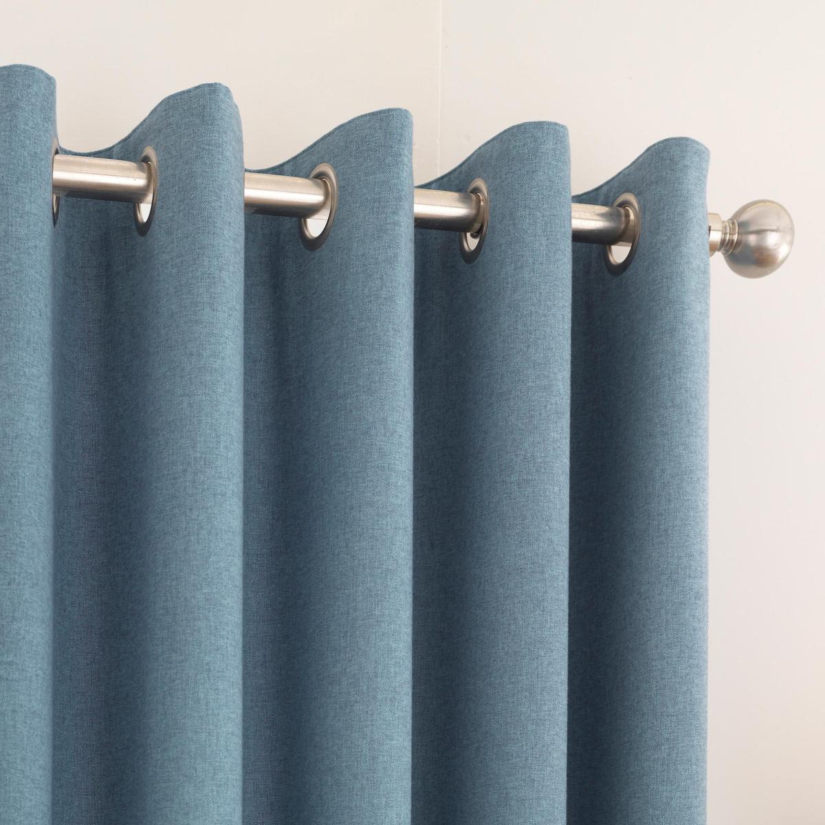 Luna Brushed Teal Blackout Eyelet Curtains Blue – image 5