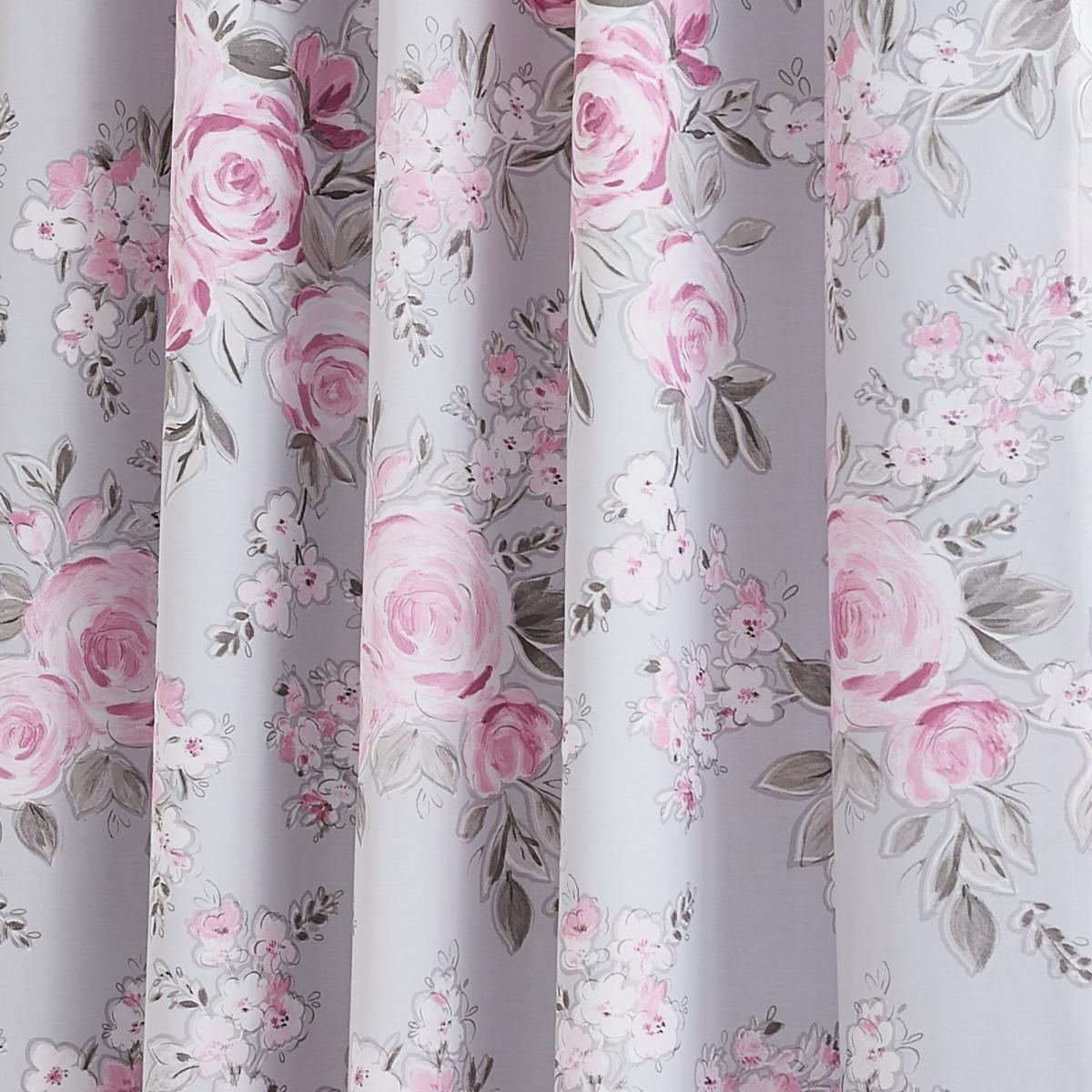 Rosemont Grey Blackout Eyelet Curtains Grey, Pink and White – image 2