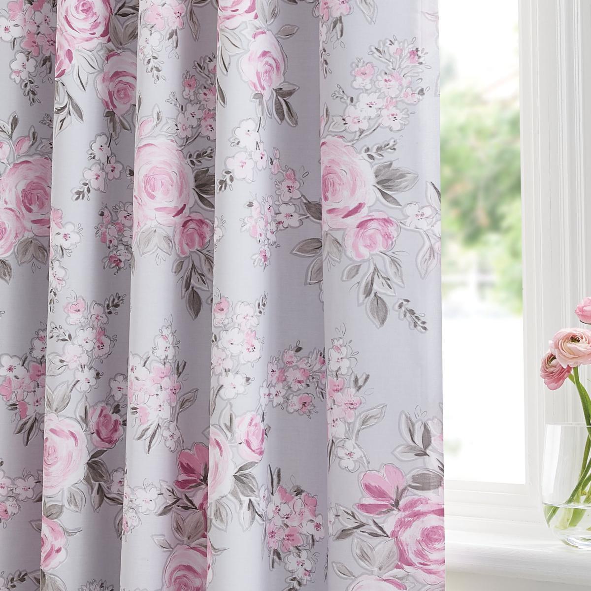 Rosemont Grey Blackout Eyelet Curtains Grey, Pink and White – image 4