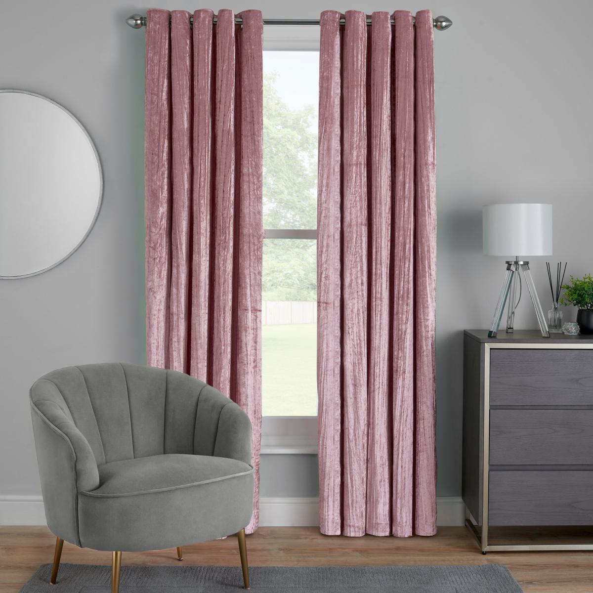 Crinkle Velvet Rose Eyelet Curtains Rose (Pink) – image 2