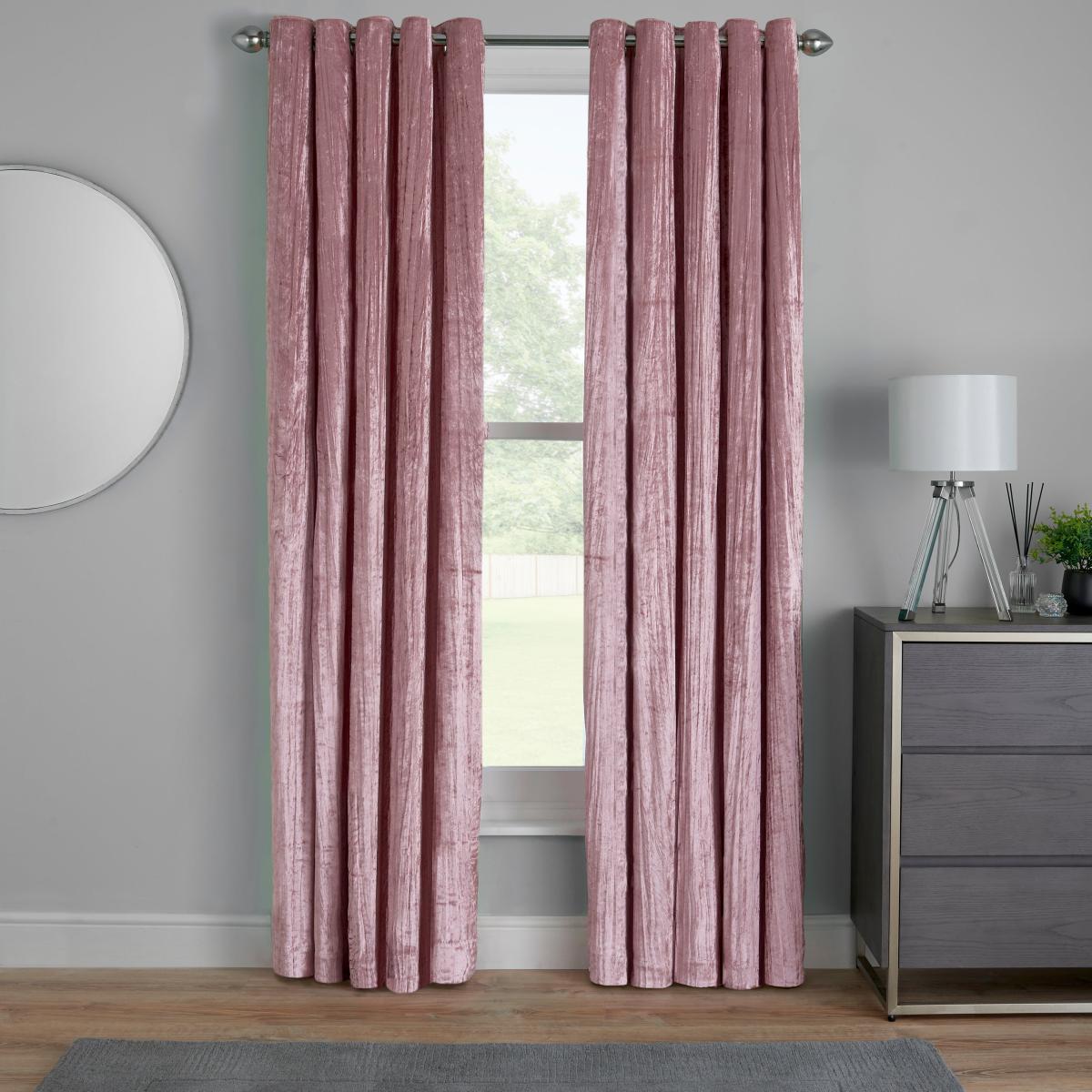 Crinkle Velvet Rose Eyelet Curtains Rose (Pink) – image 4