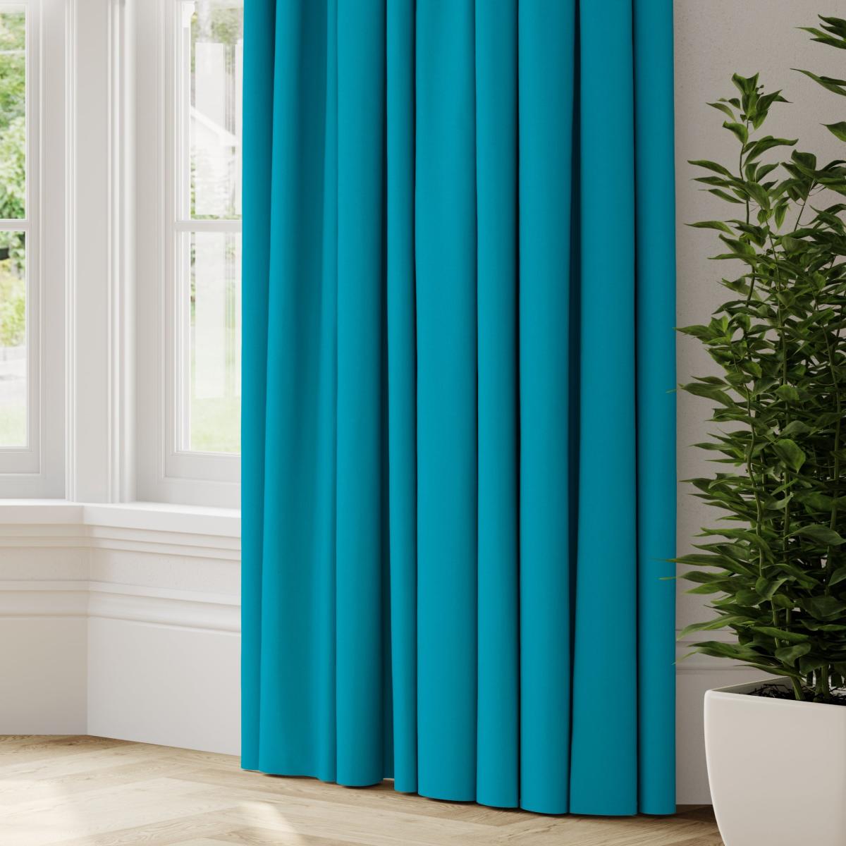 Panama Cotton Made to Measure Curtains Panama Teal – image 2