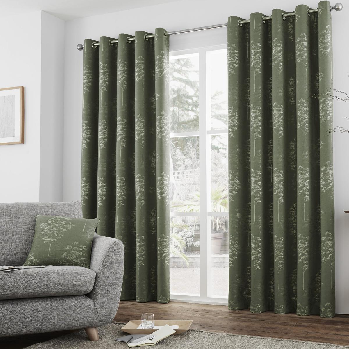 Curtina Elmwood Khaki Eyelet Curtains Khaki (Green) – image 2