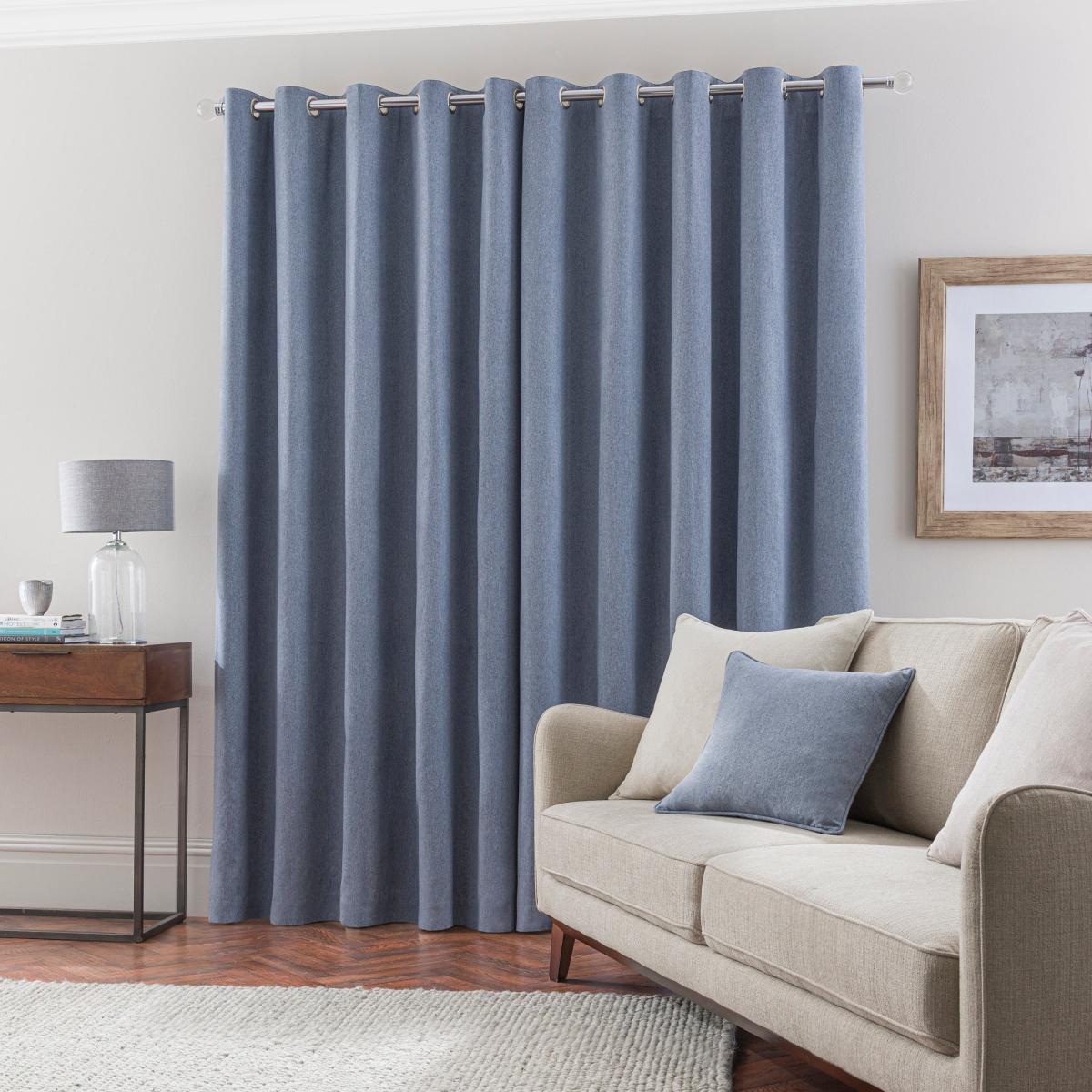 Luna Brushed Dusky Blue Blackout Eyelet Curtains Blue – image 3