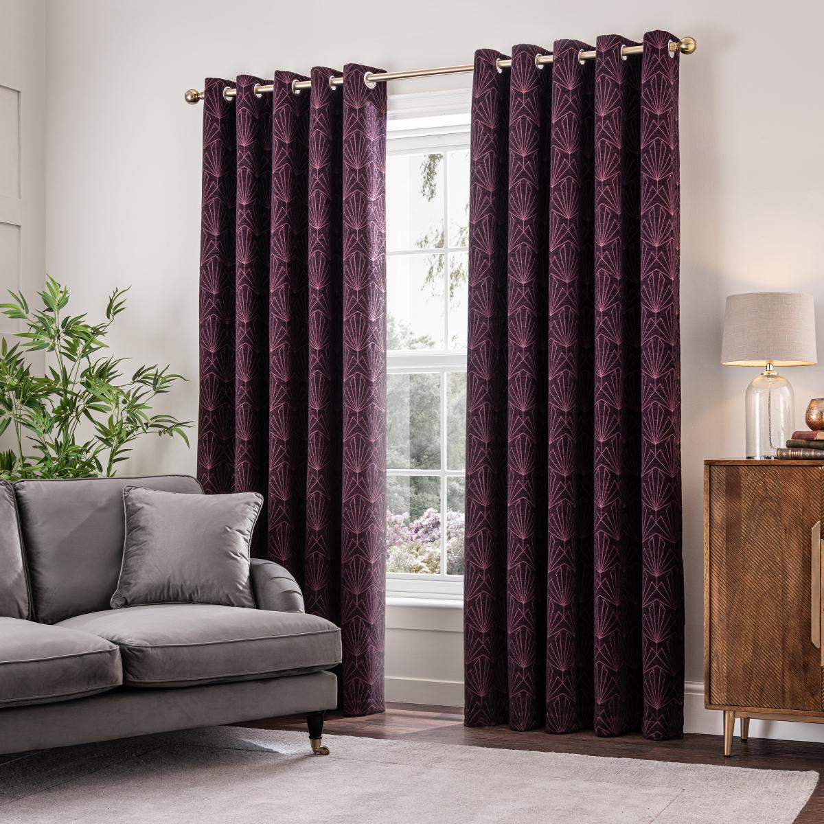 Gatsby Thermal Eyelet Curtains Aubergine Aubergine (Purple) – image 2