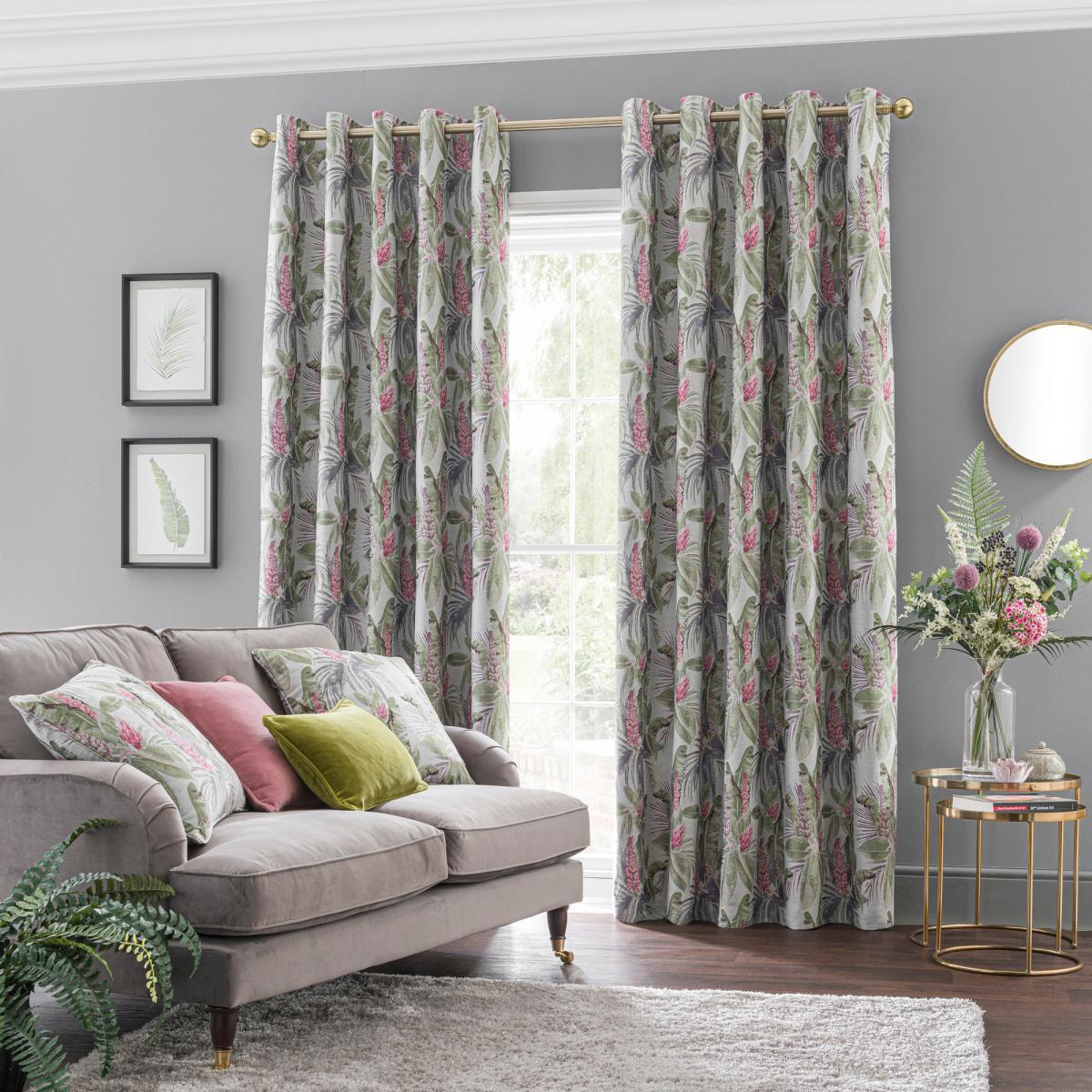 Rio Palm Eyelet Curtain Green Green/Pink – image 2