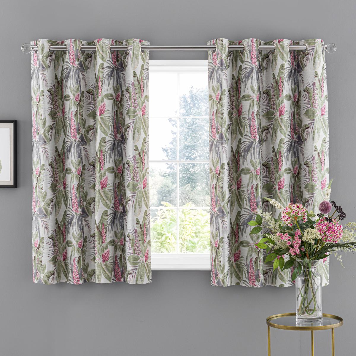 Rio Palm Eyelet Curtain Green Green/Pink – image 4