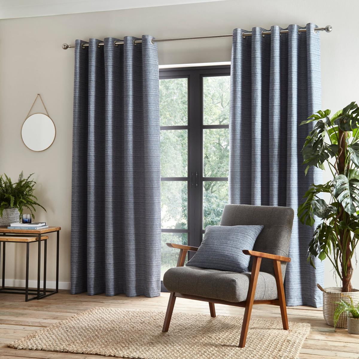 Retreat Blue Eyelet Curtains Blue – image 2