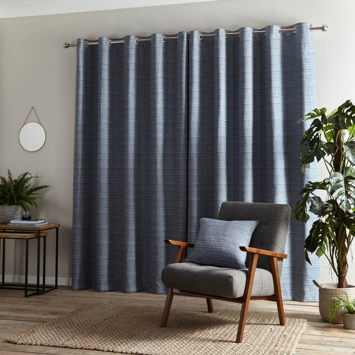 Retreat Blue Eyelet Curtains Blue – image 3