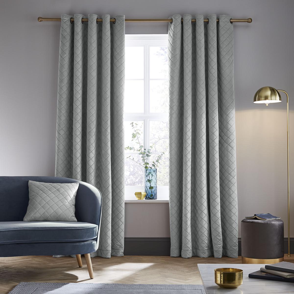 Catherine Lansfield So Soft Luxe Velvet Silver Eyelet Curtains Silver – image 2