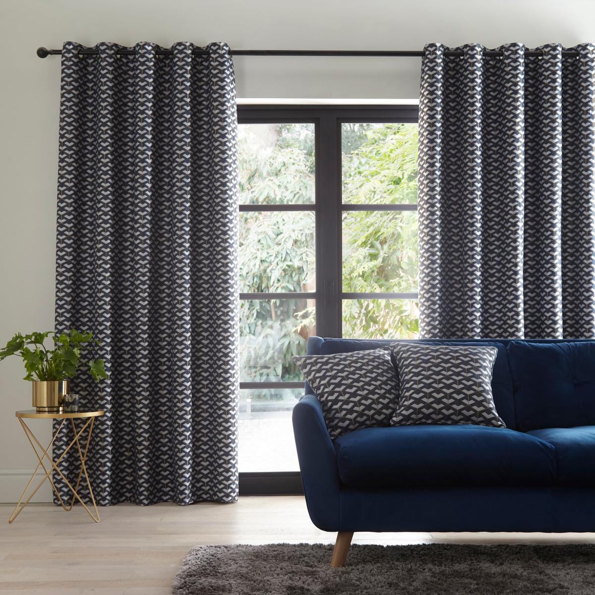 Symmetry Navy Eyelet Curtains Navy – image 2
