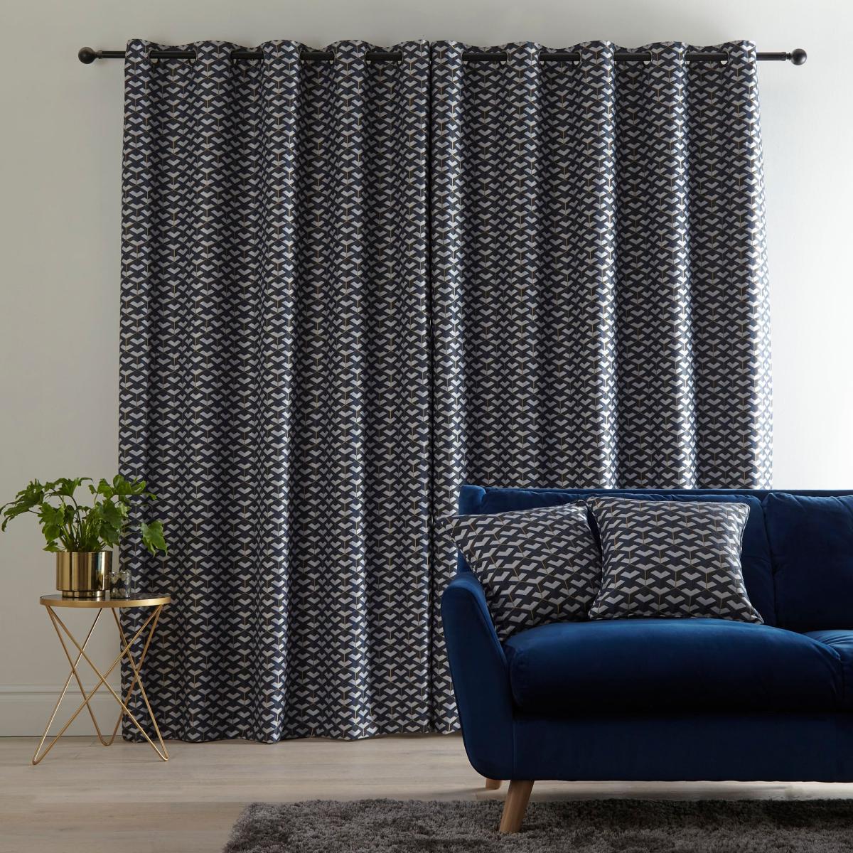 Symmetry Navy Eyelet Curtains Navy – image 3