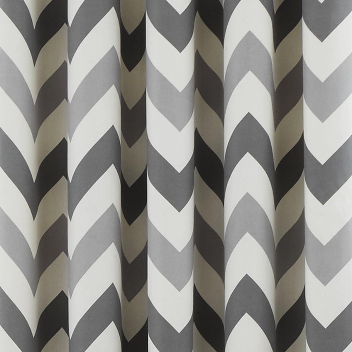 Fusion Chevron Grey Eyelet Curtains Grey and White – image 3