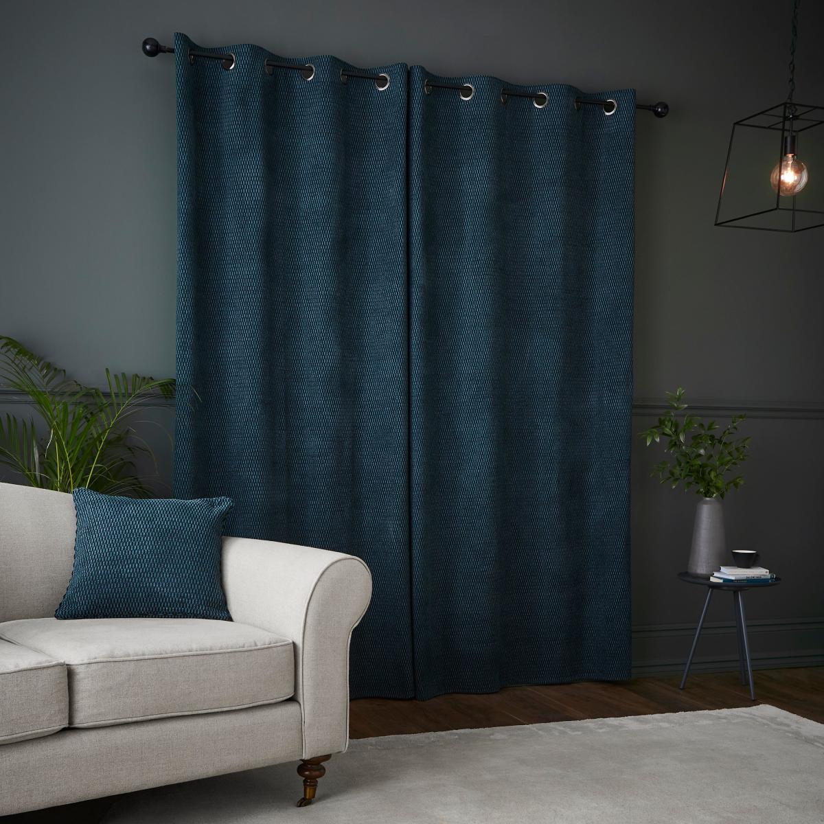 Dexter Teal Eyelet Curtains Blue – image 3