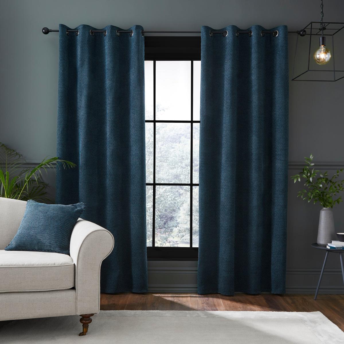 Dexter Teal Eyelet Curtains Blue – image 4