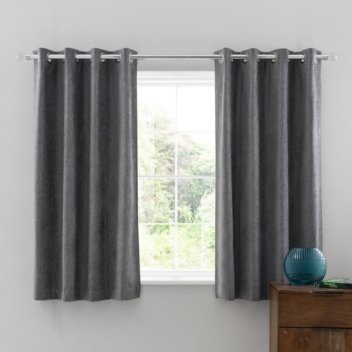 Oxford Grey Chenille Eyelet Curtains Grey – image 4