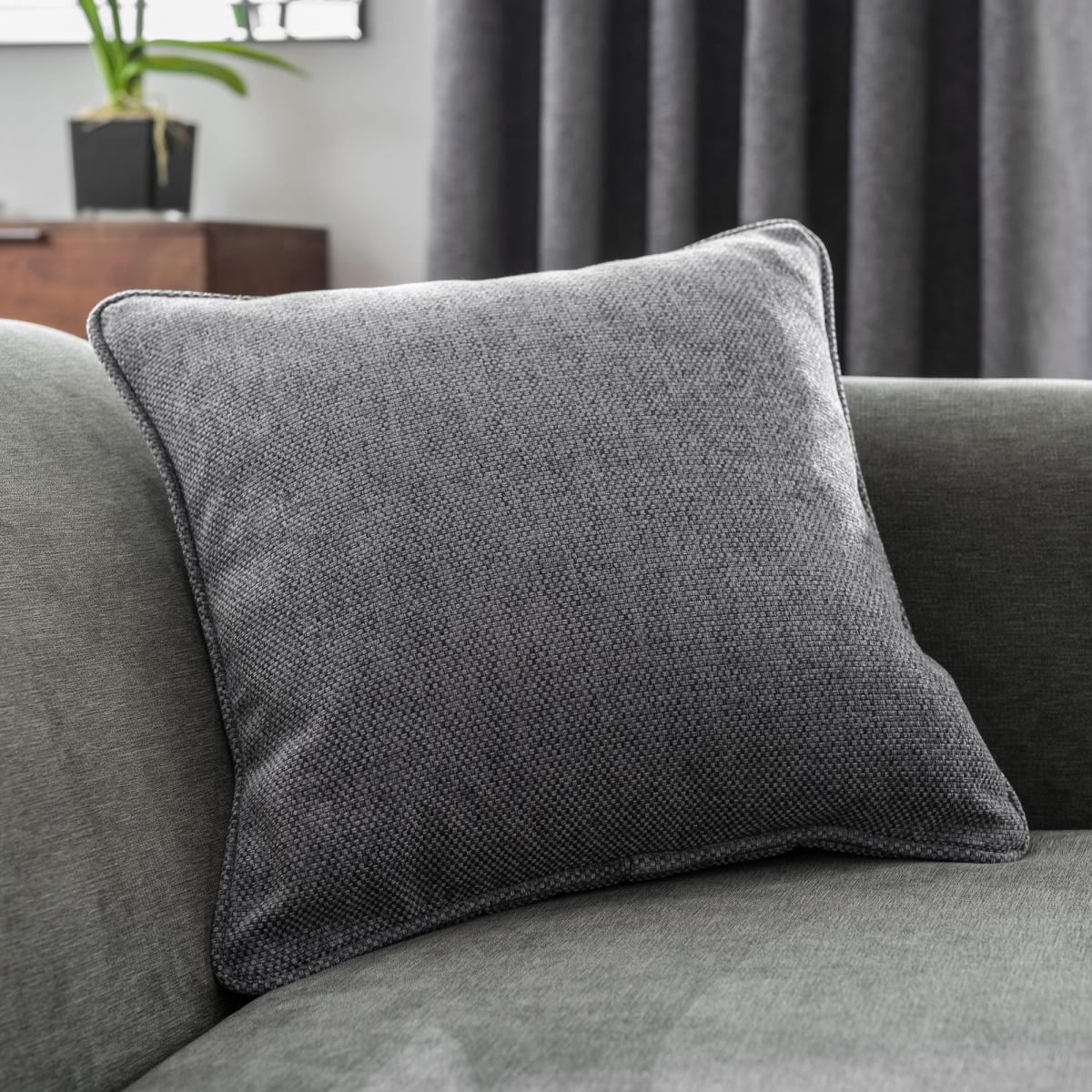 Oxford Grey Chenille Eyelet Curtains Grey – image 7