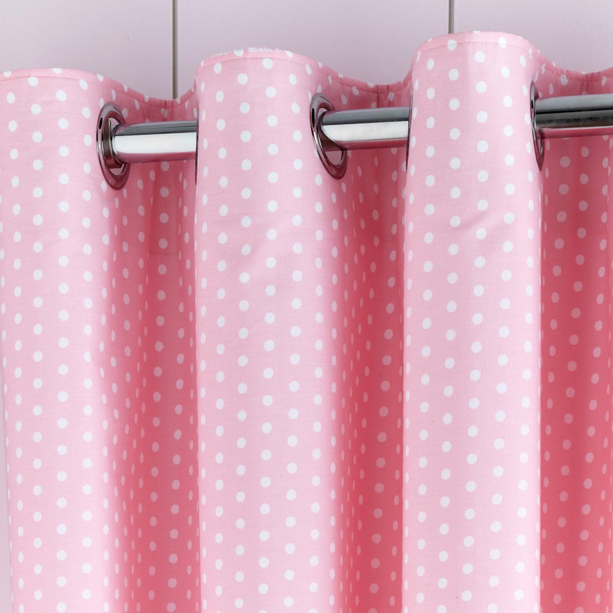Pink Polka Dot Blackout Eyelet Curtains Pink and White – image 1