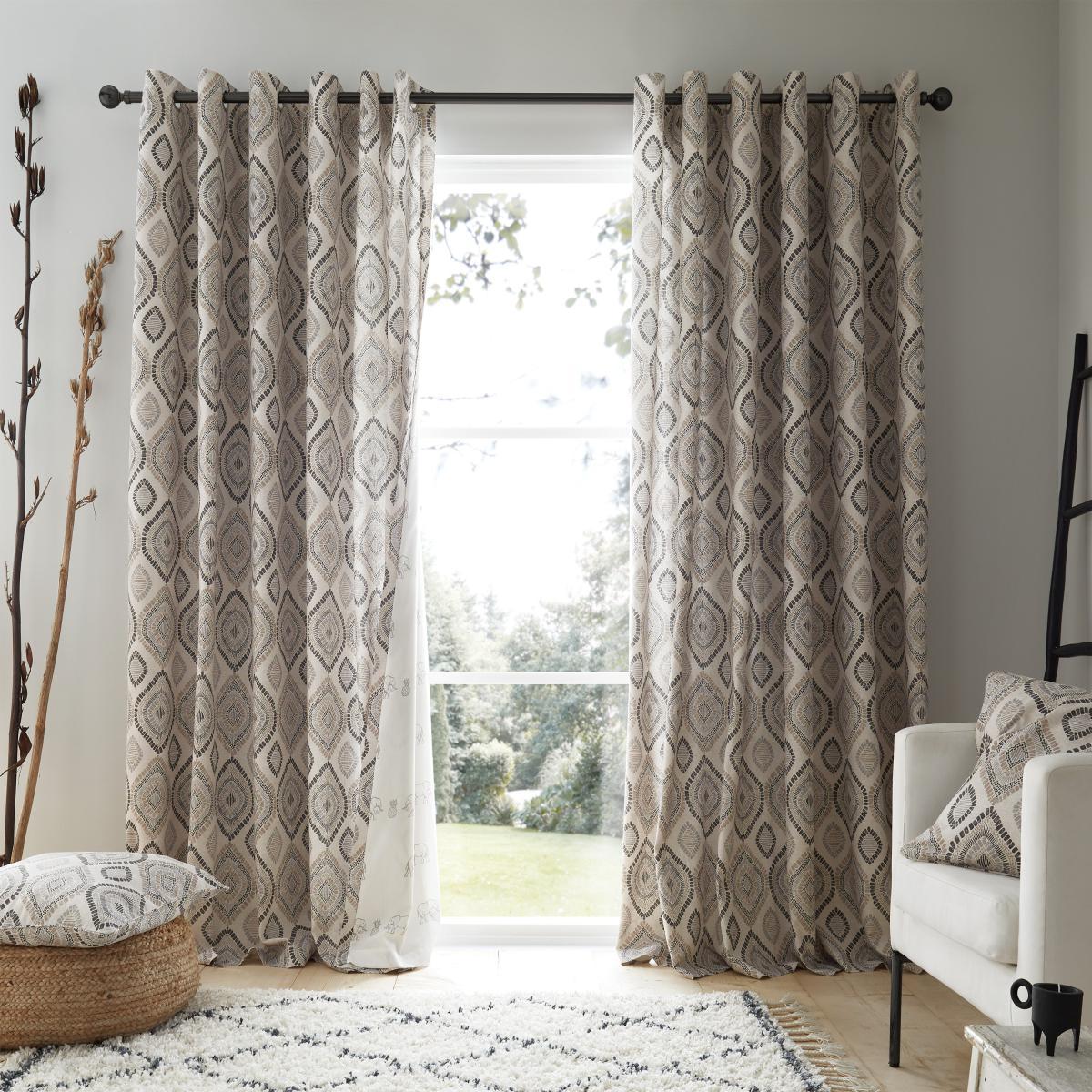 Pineapple Elephant Ziri Natural Eyelet Curtains Natural – image 2