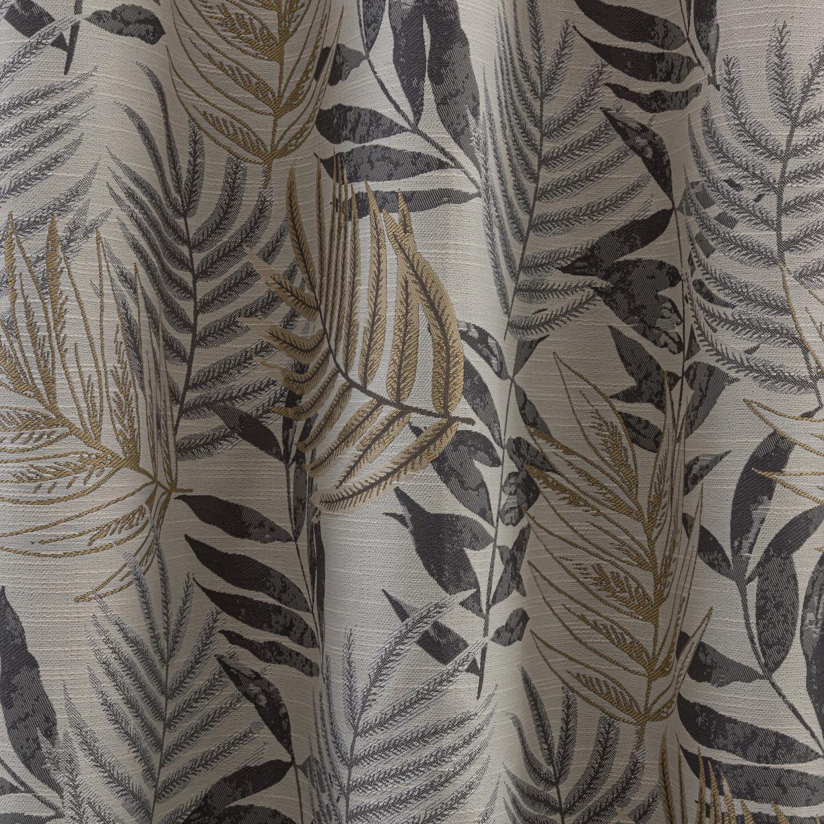 Leaf Jacquard Grey Blackout Eyelet Curtains Grey/Green – image 4