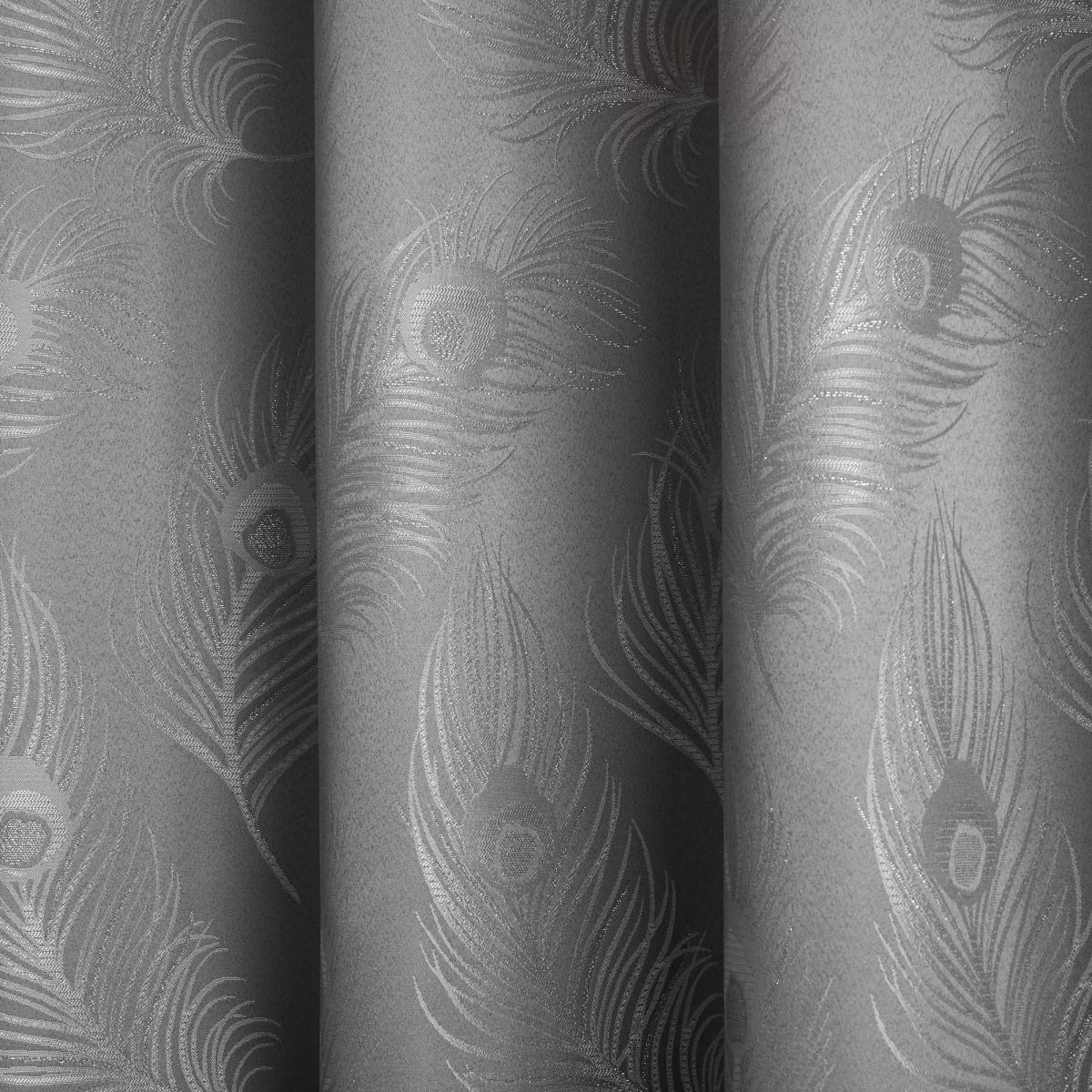 Feather Silver Jacquard Eyelet Curtains Silver – image 3