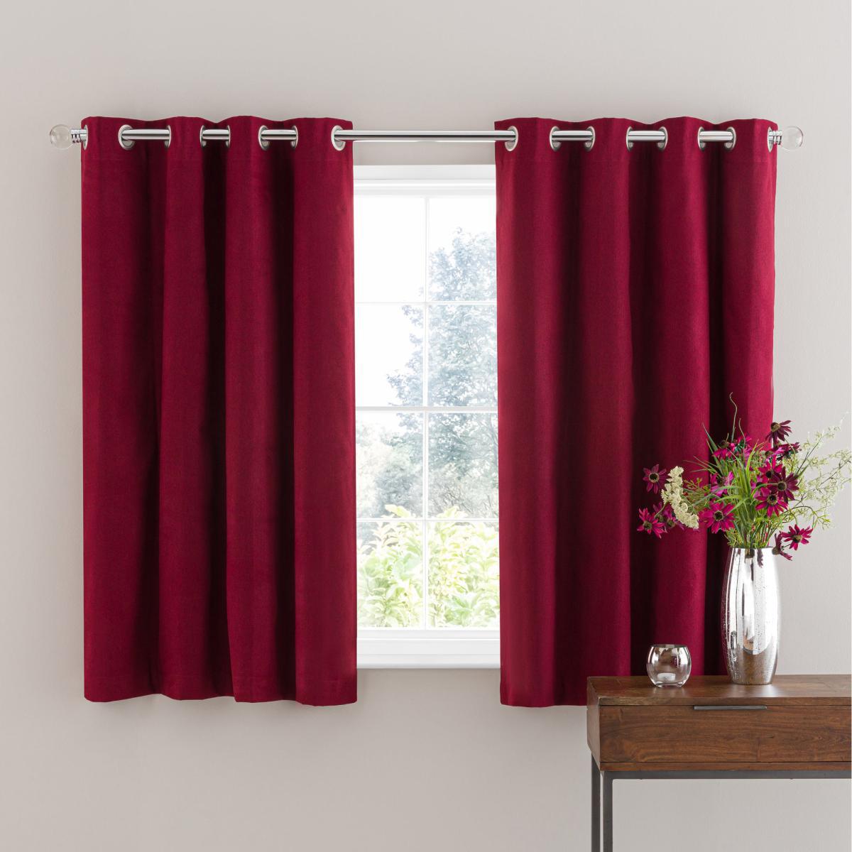 Luna Brushed Wine Blackout Eyelet Curtains Red – image 4