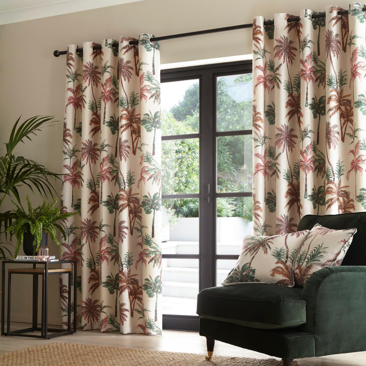 Maldives Eyelet Curtains Green/Brown – image 2