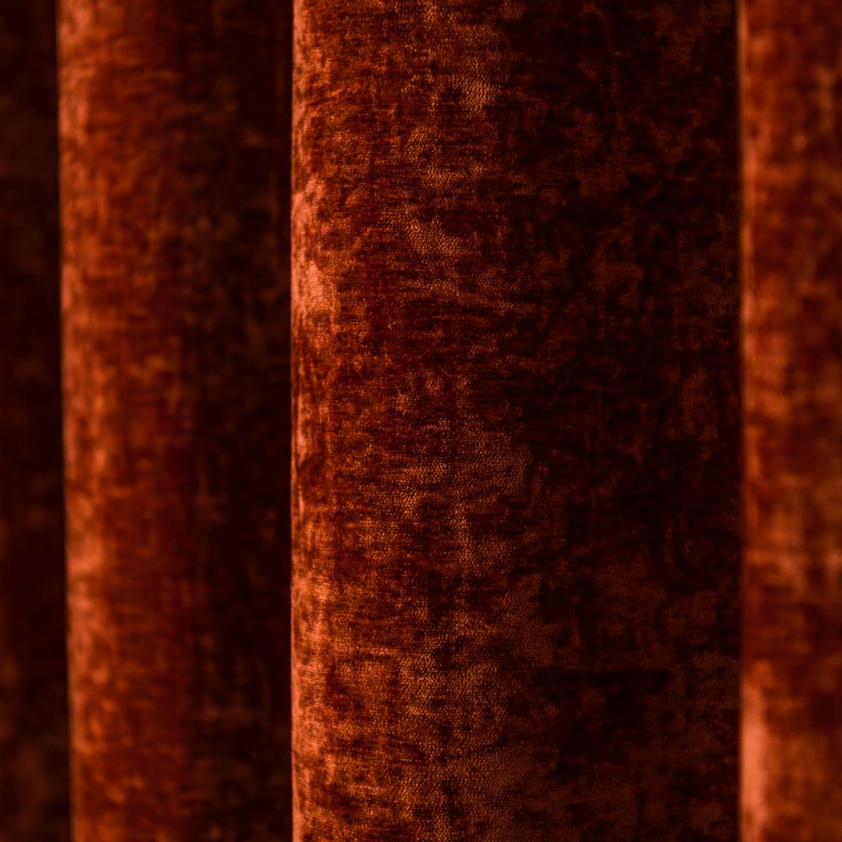 Vintage Chenille Orange Umber Thermal Fleece Lined Eyelet Curtain Orange Umber – image 3