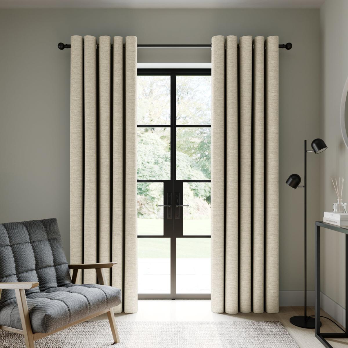 Bamboo Mix Olive Eyelet Curtains Olive (Yellow) – image 2
