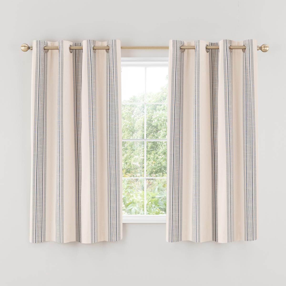 Churchgate Recycled Cotton Stripe Eyelet Curtains Blue – image 5