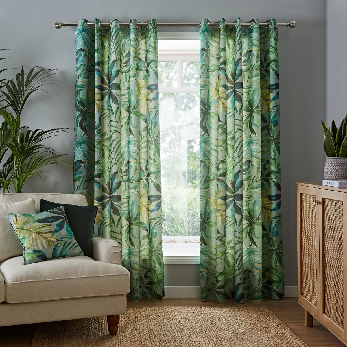 Eden Green Eyelet Curtains Green – image 2