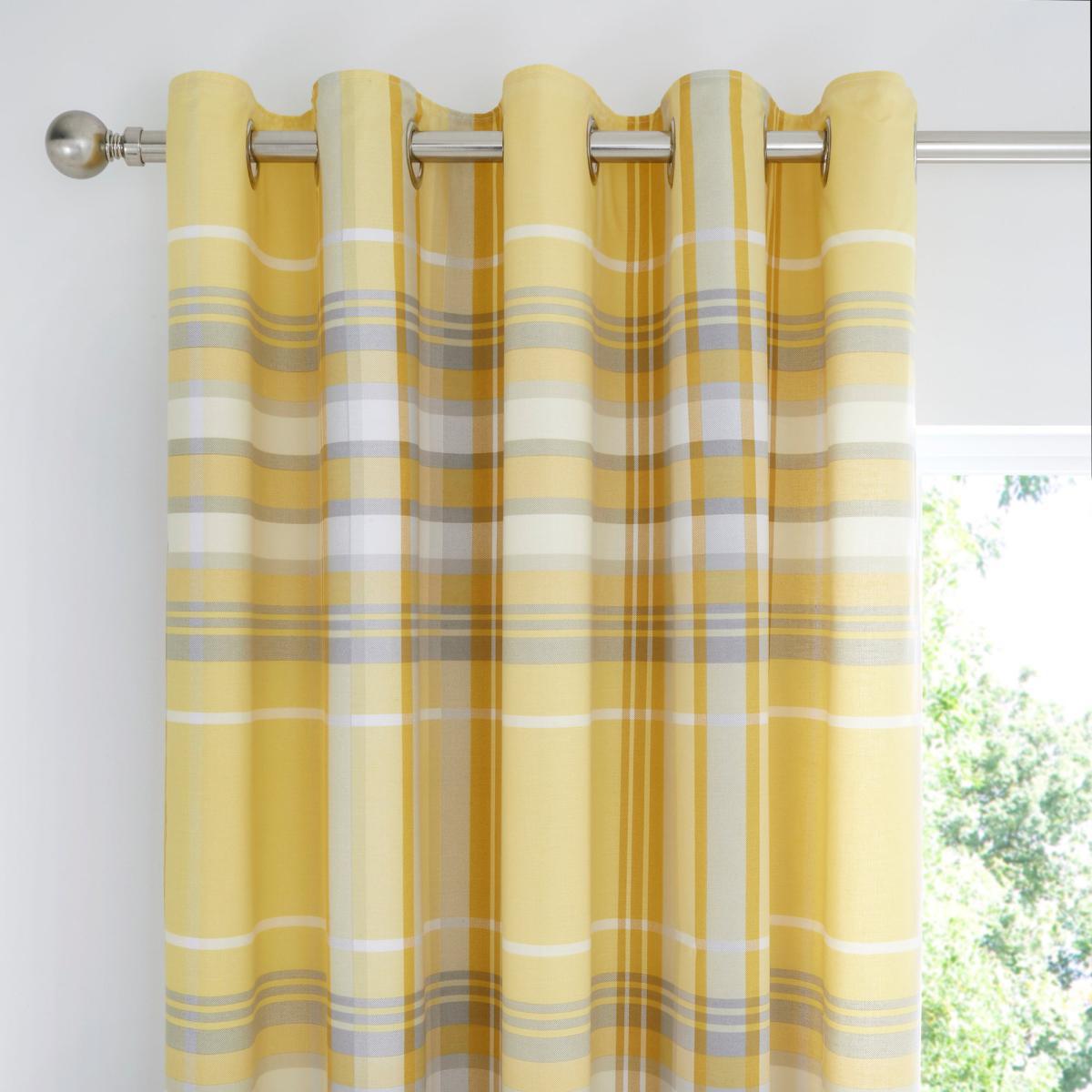 Ovie Ochre Blackout Eyelet Curtains Yellow, Blue and White – image 2