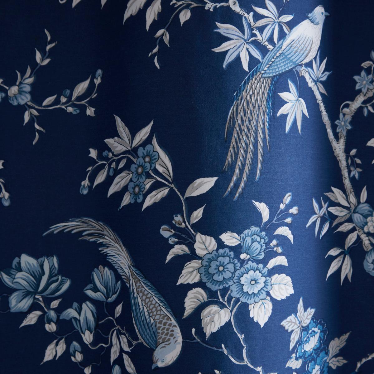 Oriental Bird Blue Blackout Eyelet Curtains Blue and White – image 3