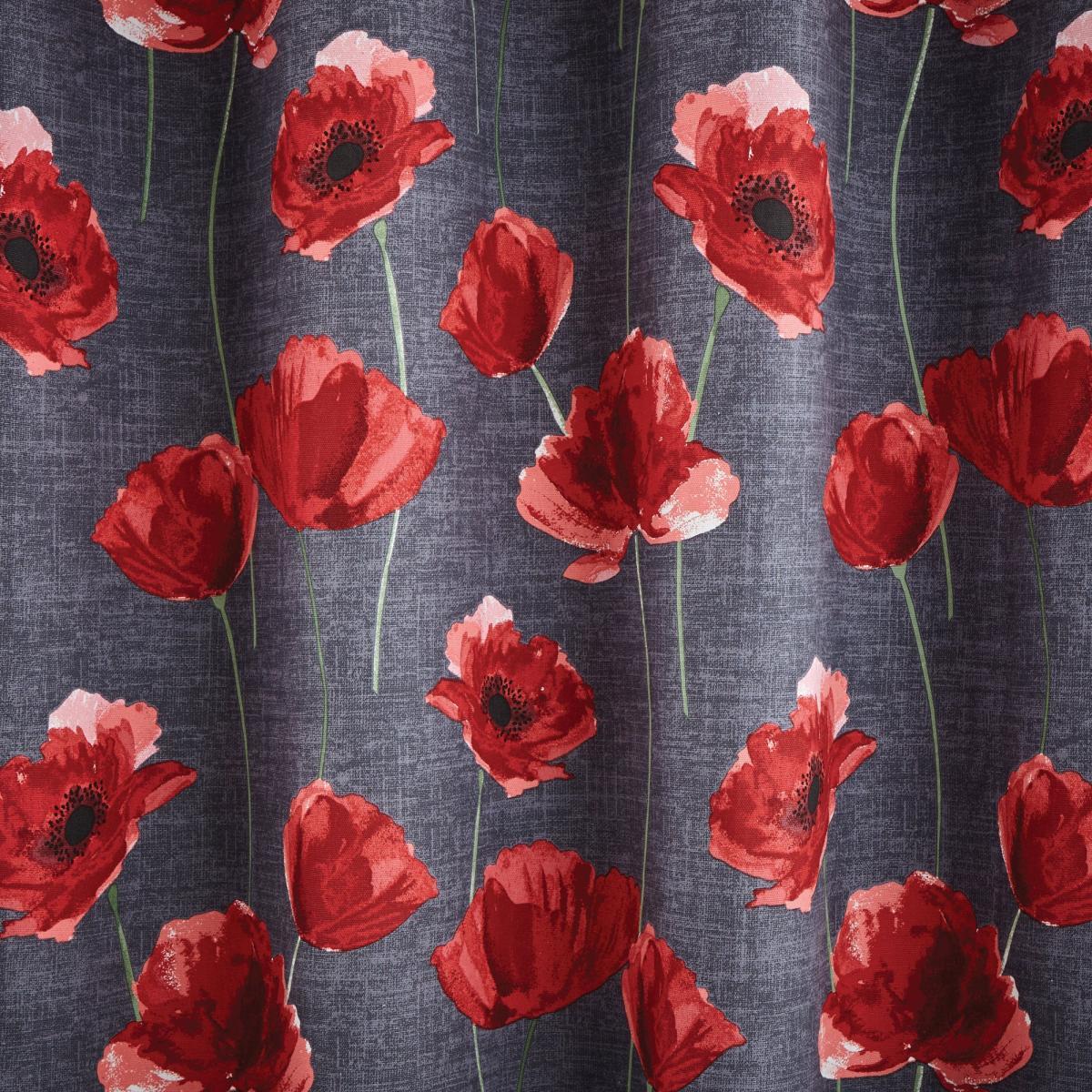 Poppy Trail Red Eyelet Curtains Red, Green and Grey – image 3