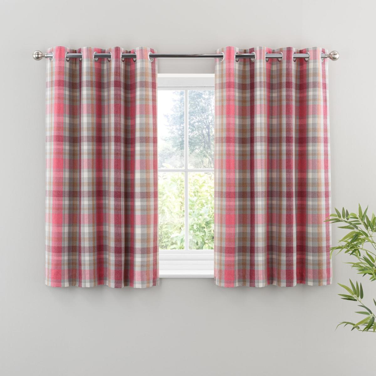 Kempton Raspberry Check Eyelet Curtains Raspberry – image 4