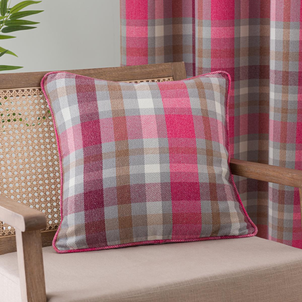 Kempton Raspberry Check Eyelet Curtains Raspberry – image 5