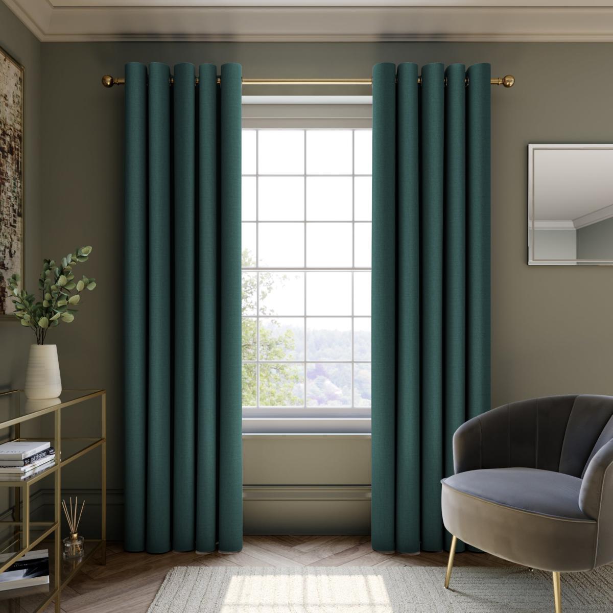 Mendoza Velour Bottle Green Blackout Eyelet Curtains Bottle (Green) – image 2