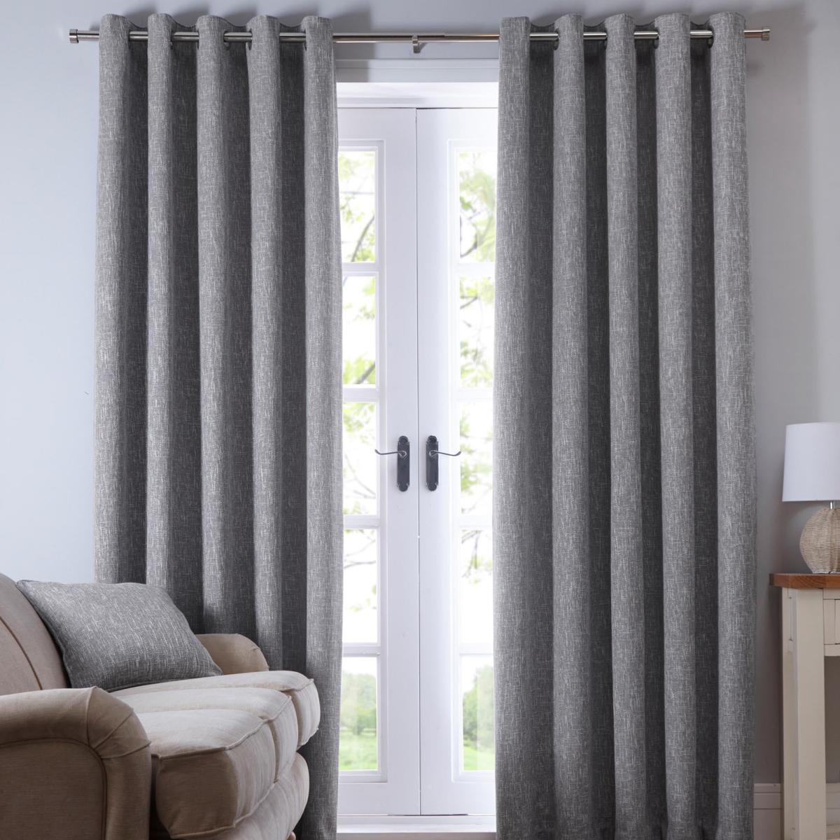 Boucle Grey Eyelet Curtains Grey – image 2