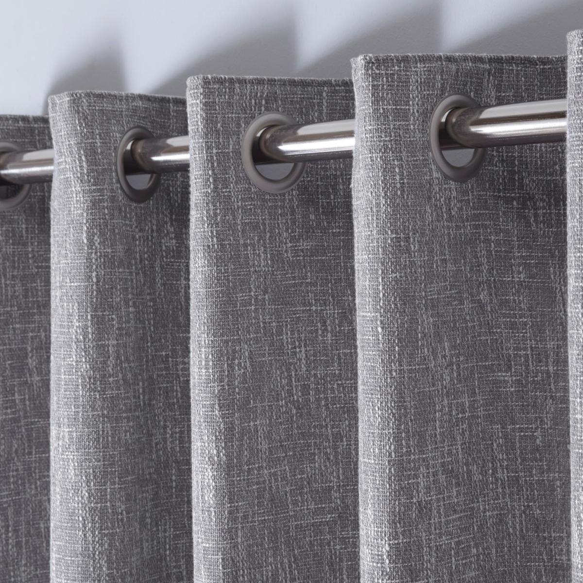 Boucle Grey Eyelet Curtains Grey – image 4