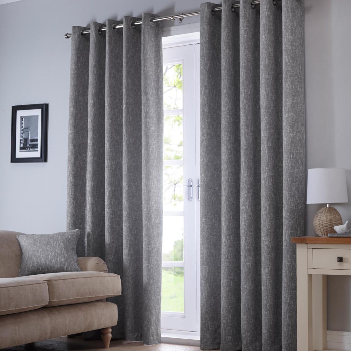 Boucle Grey Eyelet Curtains Grey – image 5