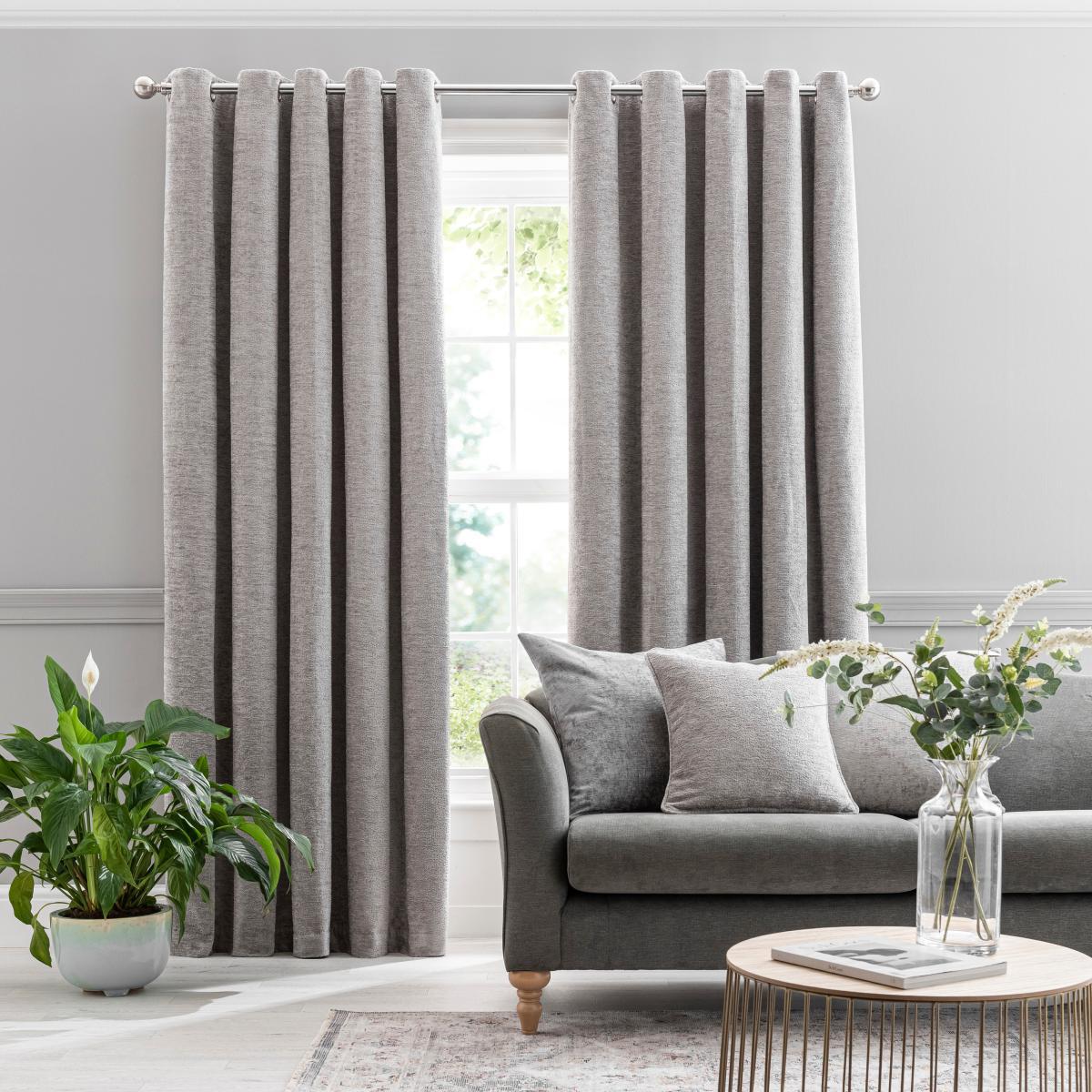 Clayton Chenille Chateau Grey Eyelet Curtains Chateau Grey – image 2