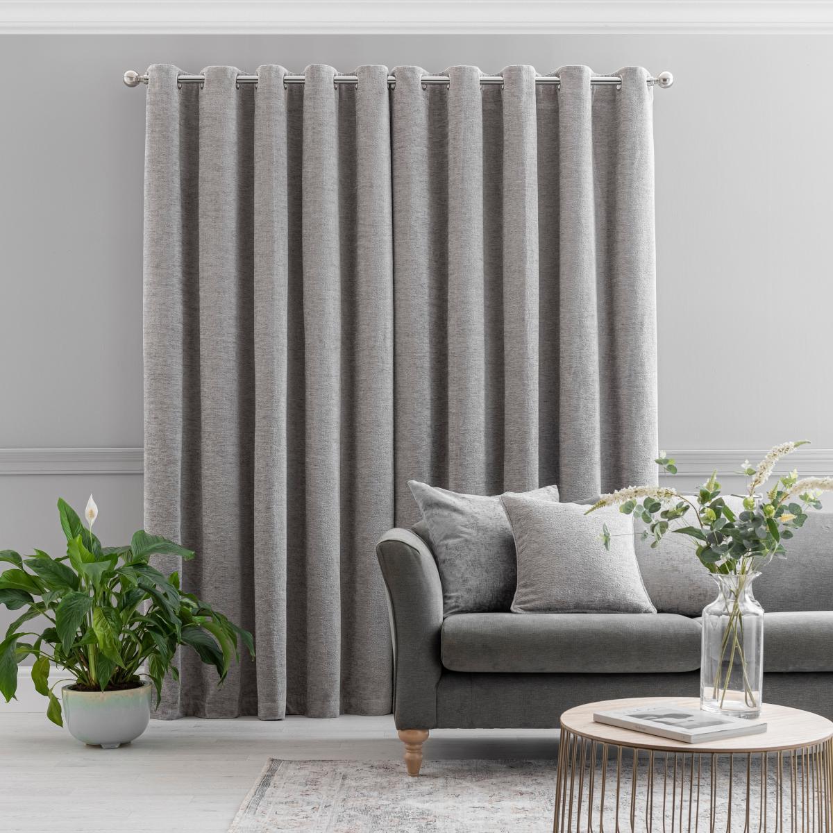 Clayton Chenille Chateau Grey Eyelet Curtains Chateau Grey – image 3