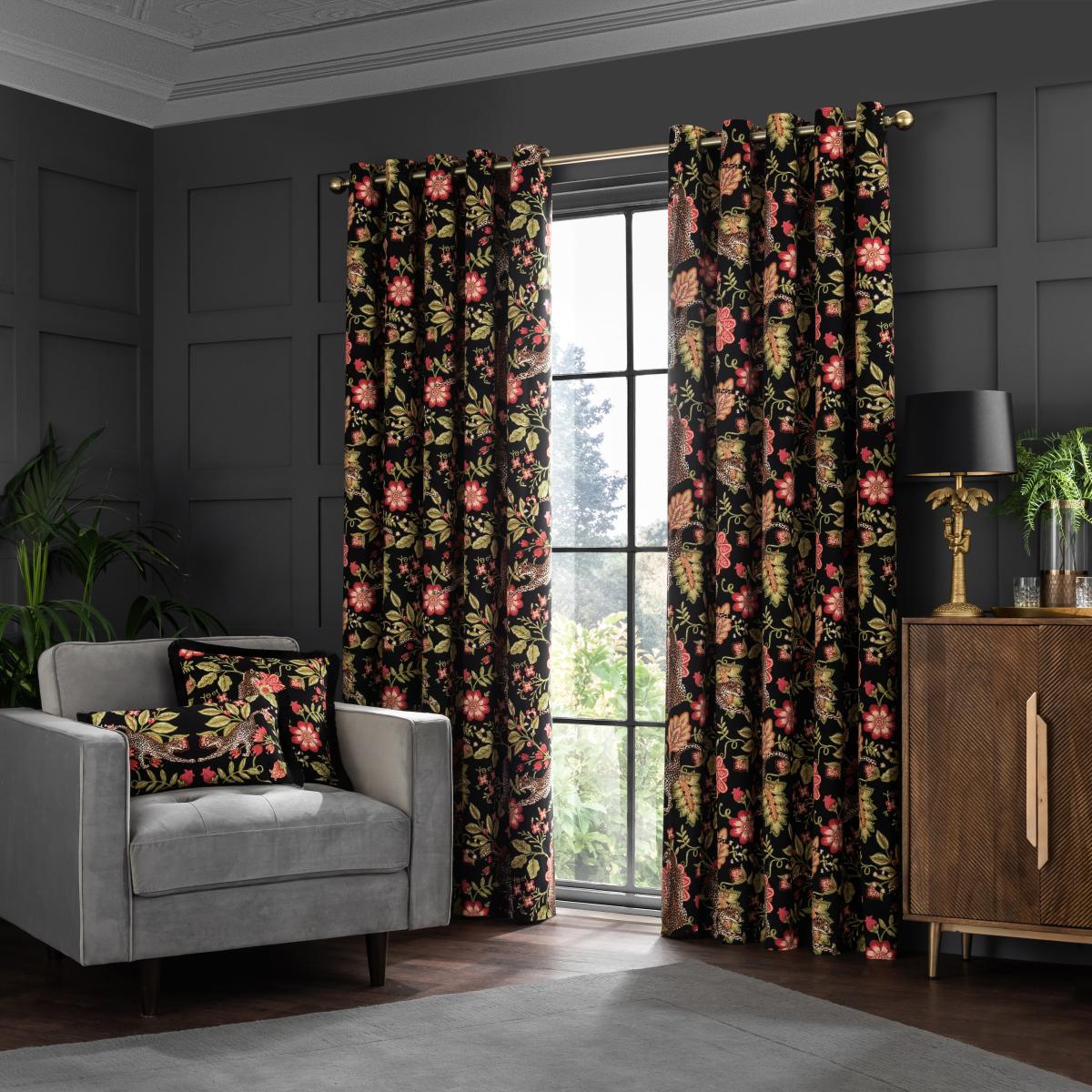 Paradise Cheetah Pink Eyelet Curtains Pink – image 2