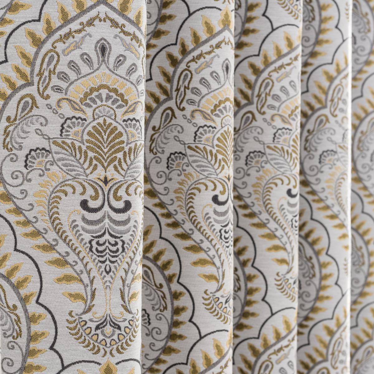 Leonardo Ochre Eyelet Curtains Yellow, Grey and Black – image 3