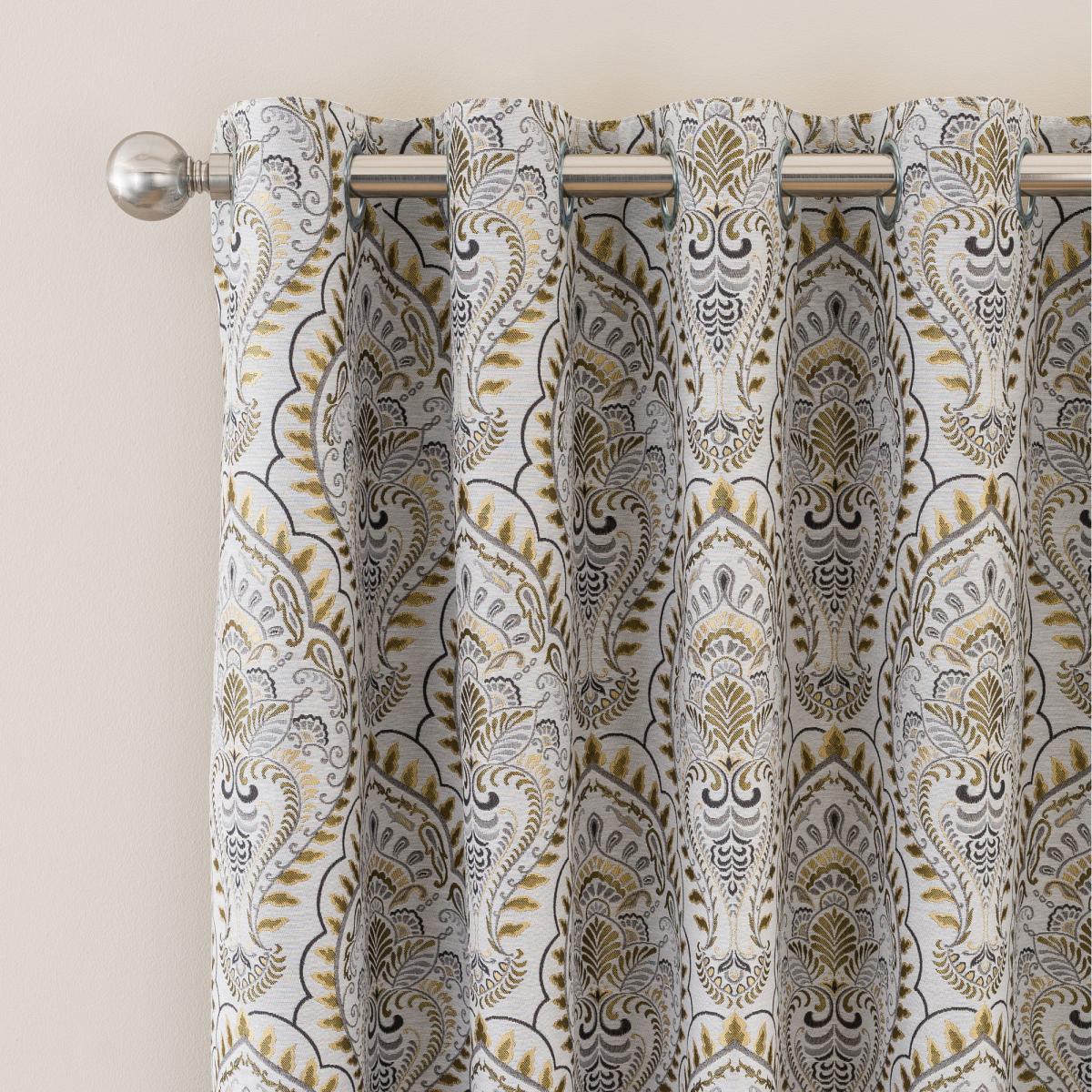 Leonardo Ochre Eyelet Curtains Yellow, Grey and Black – image 4